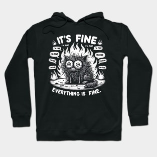 Black Cat It's Fine I'm Fine Everything Is Fine T-Shirt Hoodie